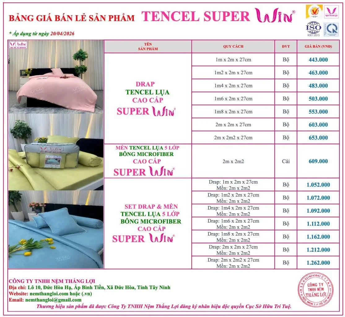 Ban gia drap men tencel thang loi 1 mau