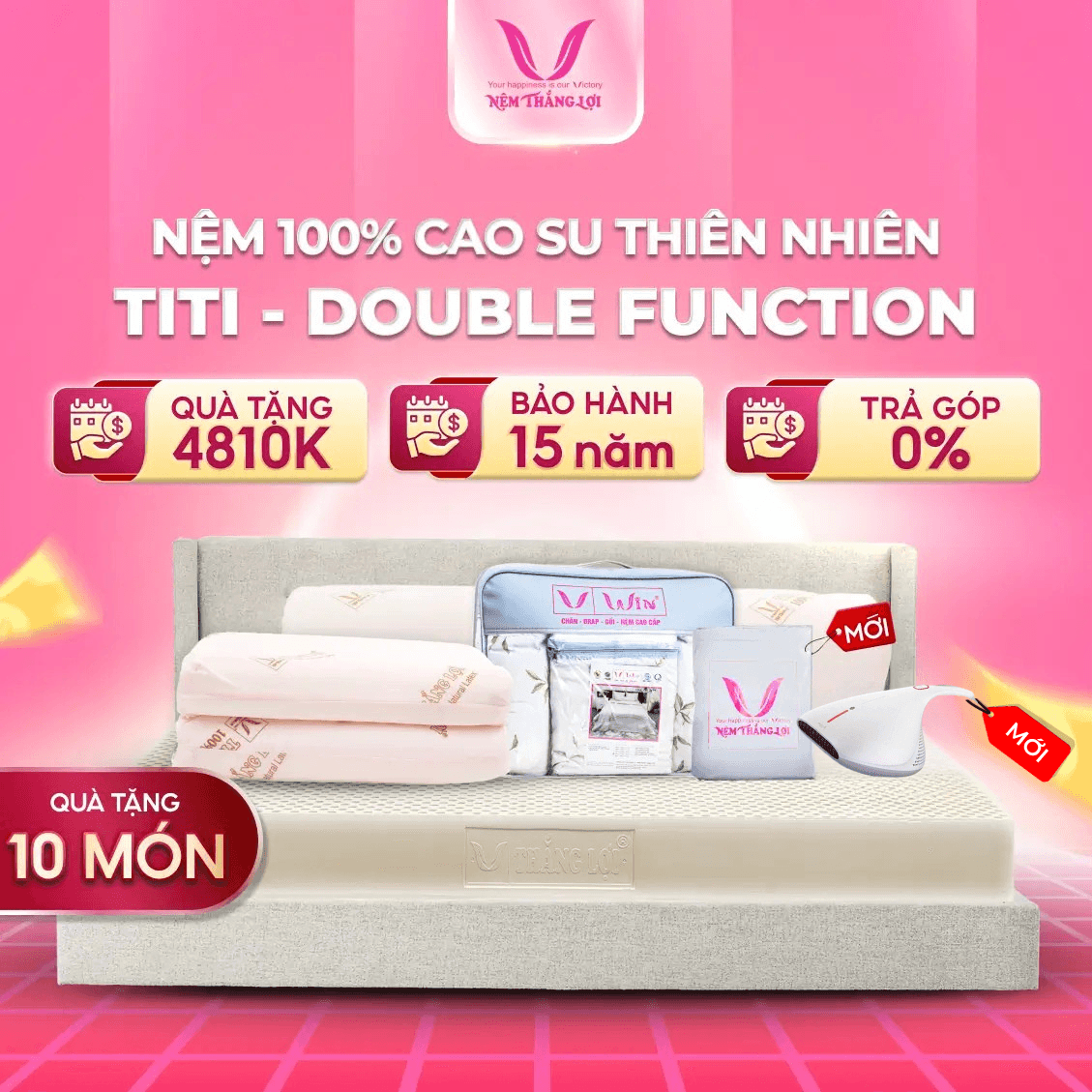 NỆM 100% CAO SU THIÊN NHIÊN THẮNG LỢI TITI – DOUBLE FUNCTION