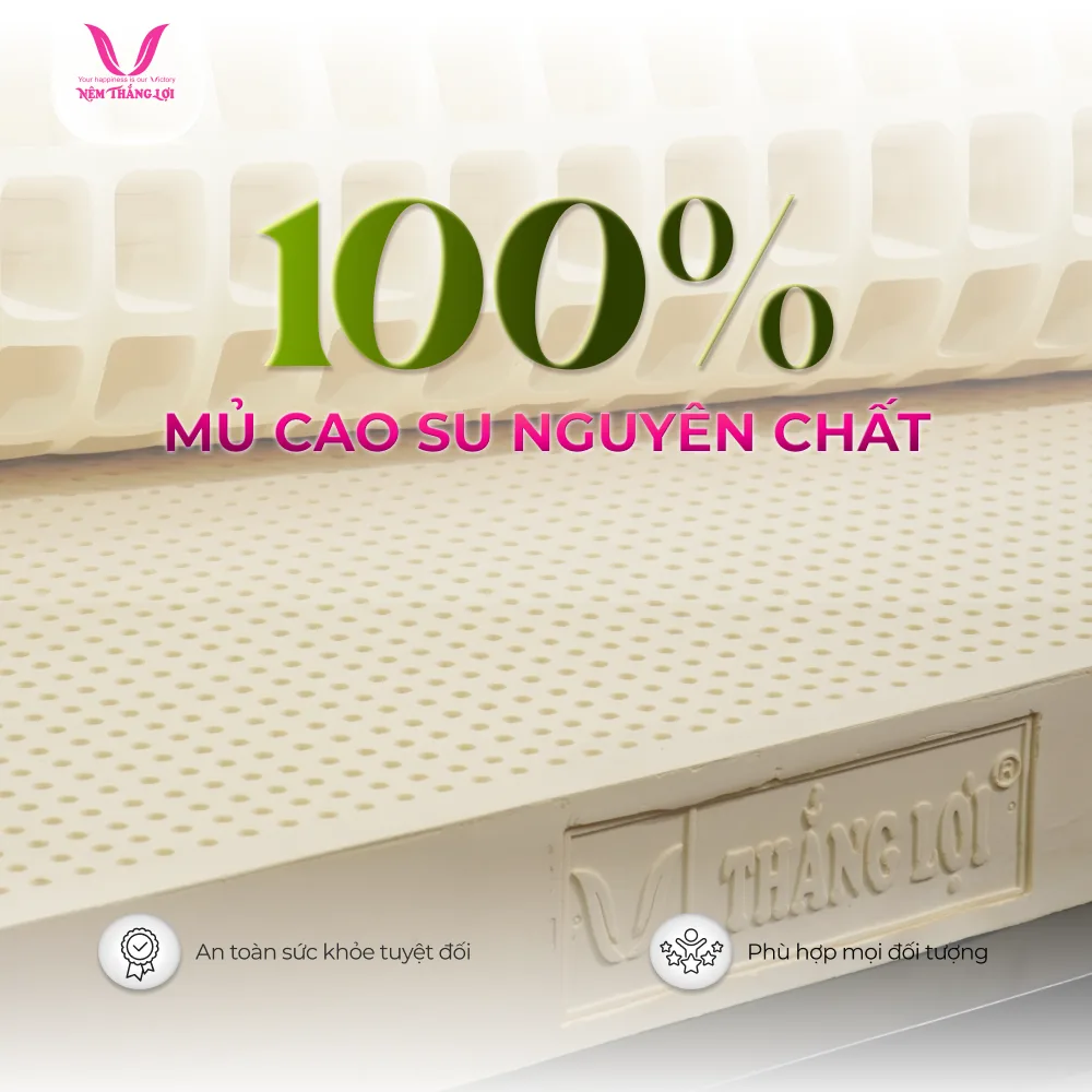 Nệm cao su thiên nhiên SiSi Advanced làm từ 100% mủ cao su nguyên chất