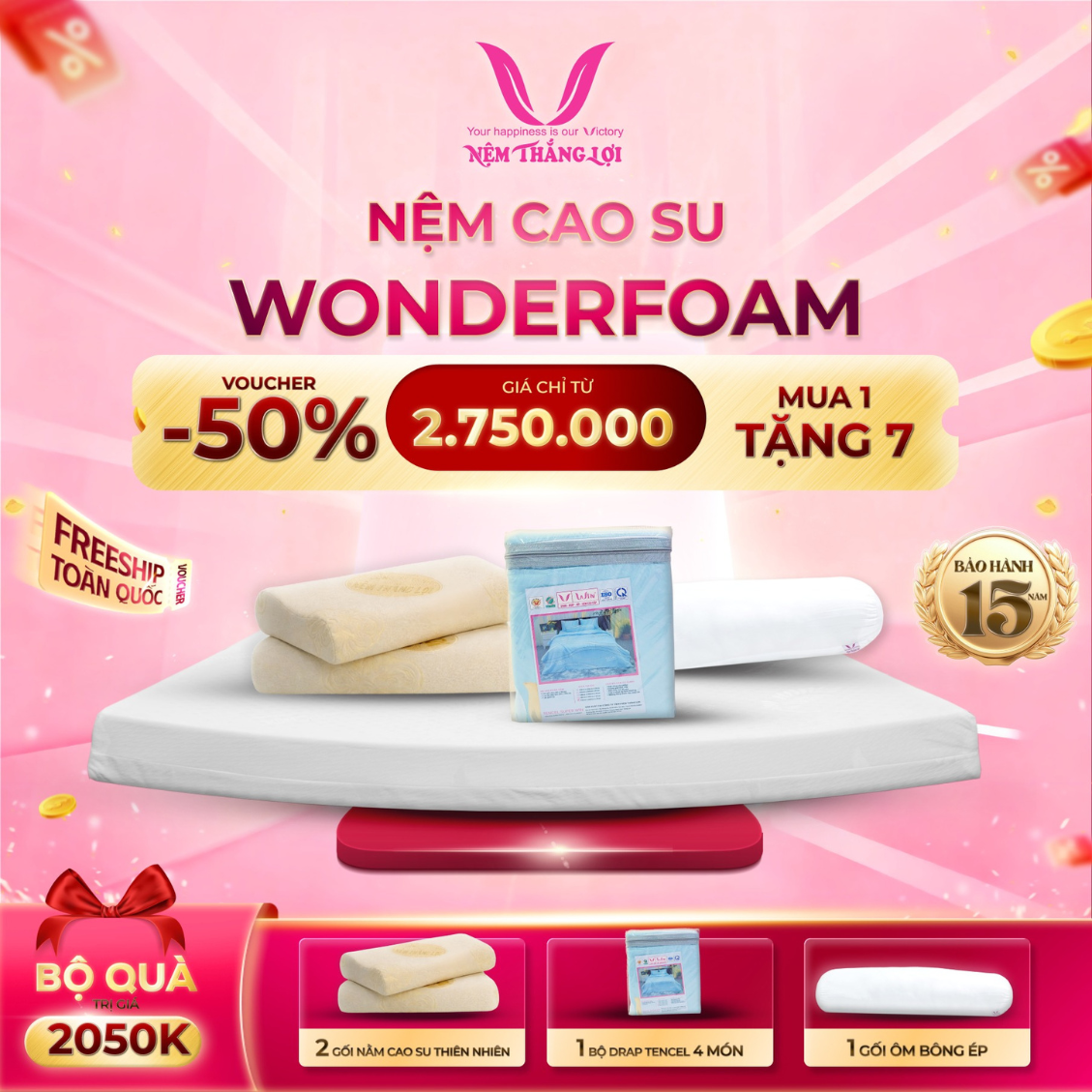 NỆM CAO SU WONDERFOAM THẮNG LỢI