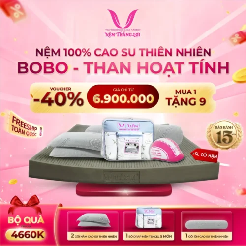 Nệm Cao Su Thiên Nhiên BoBo Than Hoạt Tính