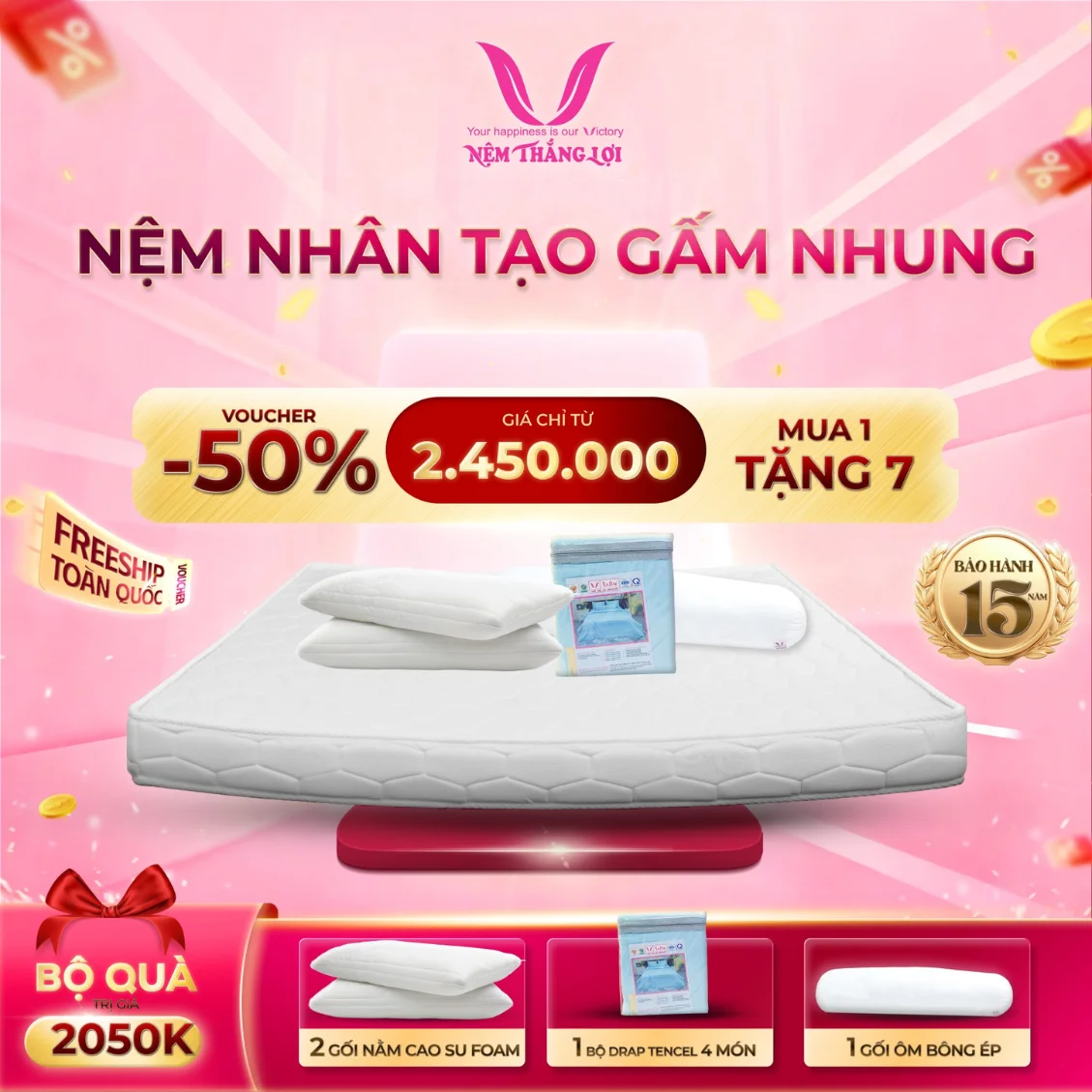 Nệm Nhân Tạo Gấm Nhung