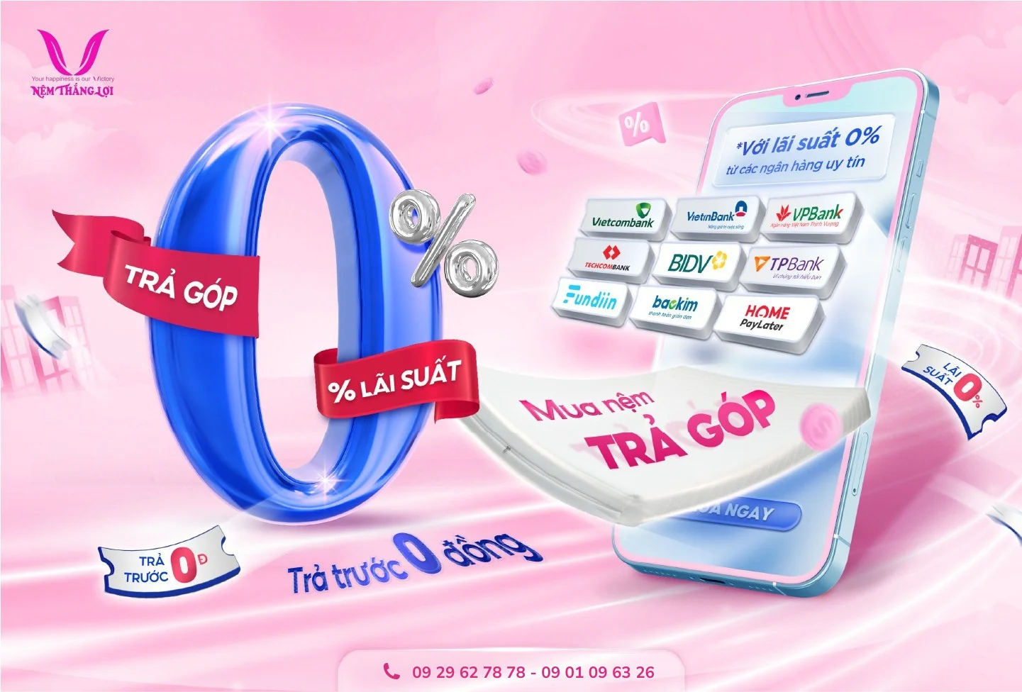 Mua nệm trả góp Thắng Lợi